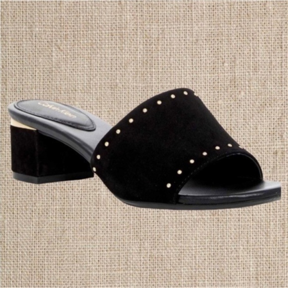 Calvin Klein Black Studded Mules